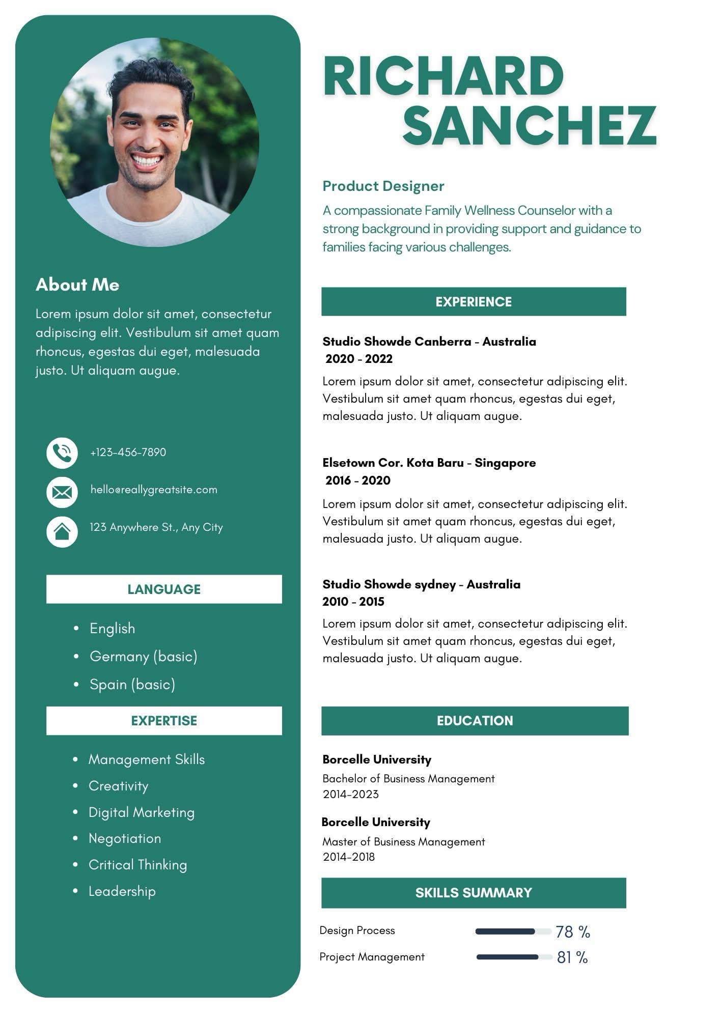 CV simple